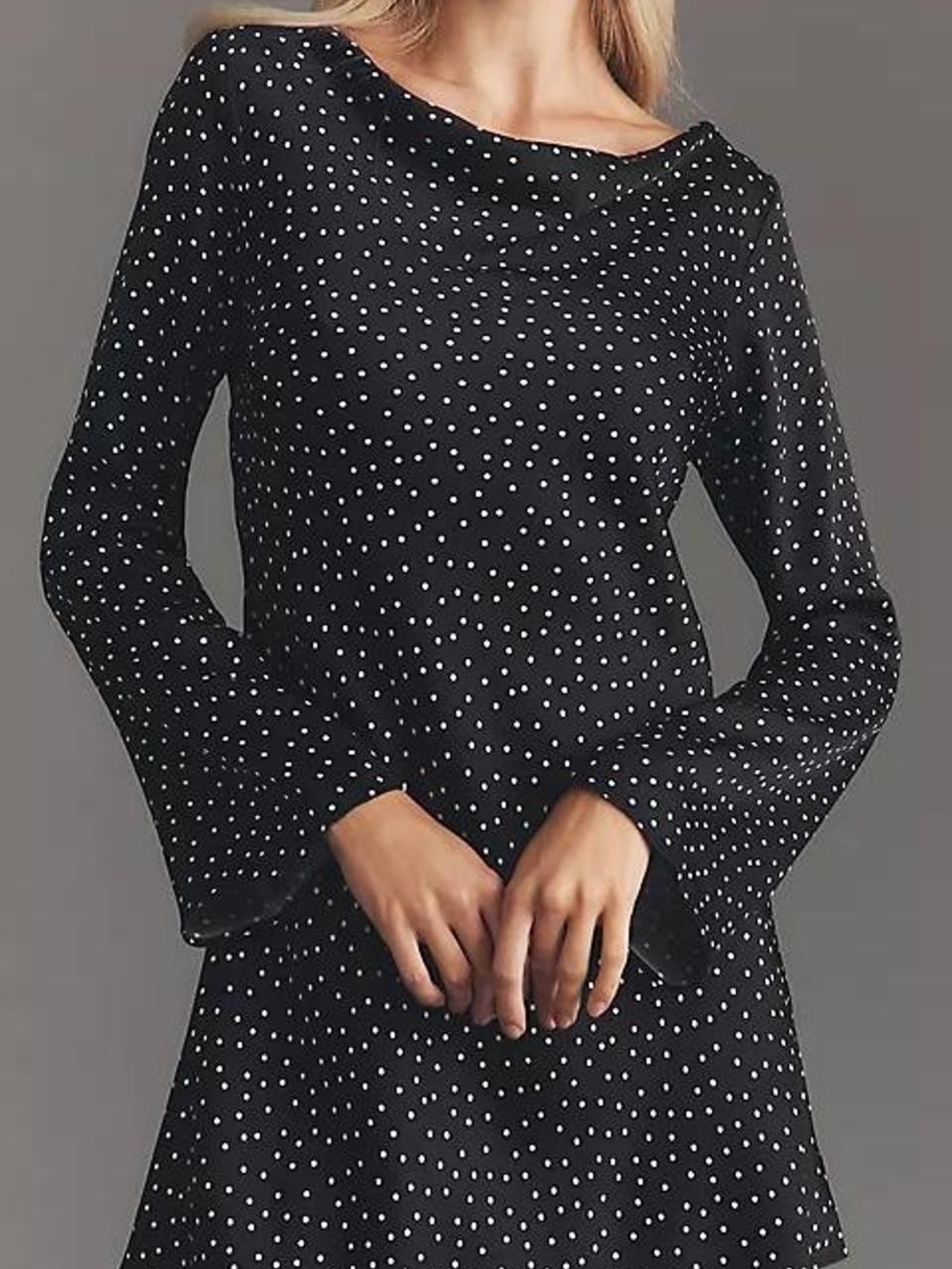 Reformation Pike Satin Dress - Black Polka Dot